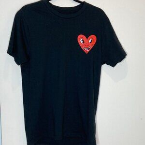 Bluenotes X Keith Haring Black Heart T-Shirt Men's Size Small